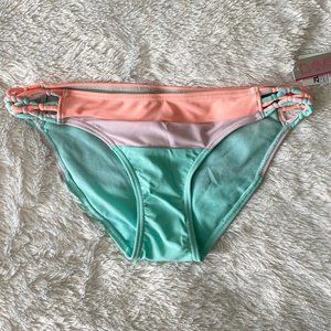 Pastel Colorblock Macrame Tab Side Bikini Bottom